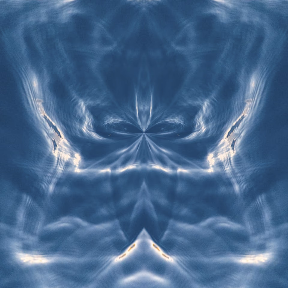 4 Butterflies No.2, mirrored water reflection abstraction, multiple exposure digital media