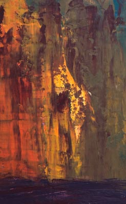 abstract painting depicting the scorching sun and summer of malta, acrylics on plywood, 2016